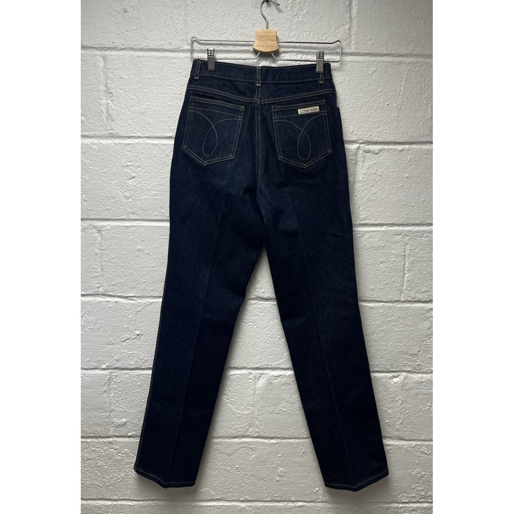 VTG 70s Calvin Klein Jeans High Rise Straight Leg Dark Wash Sz 11 / 26 NEW! - Picture 4 of 13